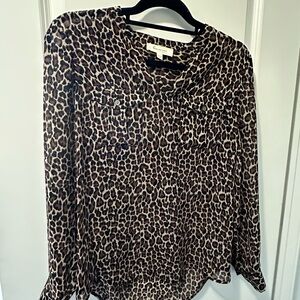 Two by Vince Camuto Sheer Leopard Blouse